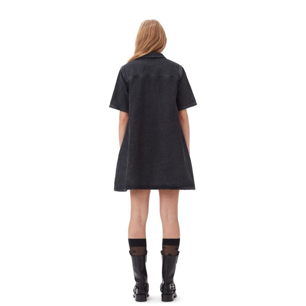 Ganni Washed Black Denim Mini Dress - Picture 2 of 6
